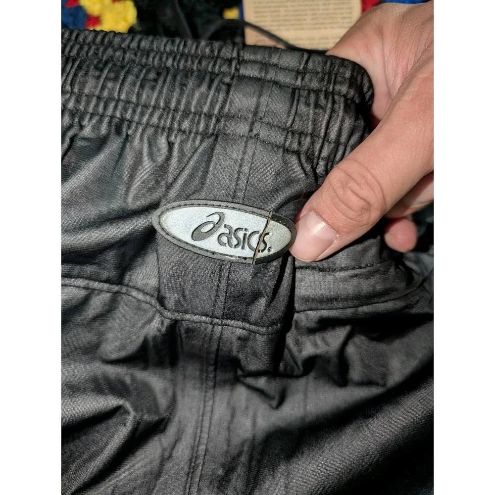 ASICS Vintage Womens Nylon‎ Track Pants Trousers Training Black Joggers